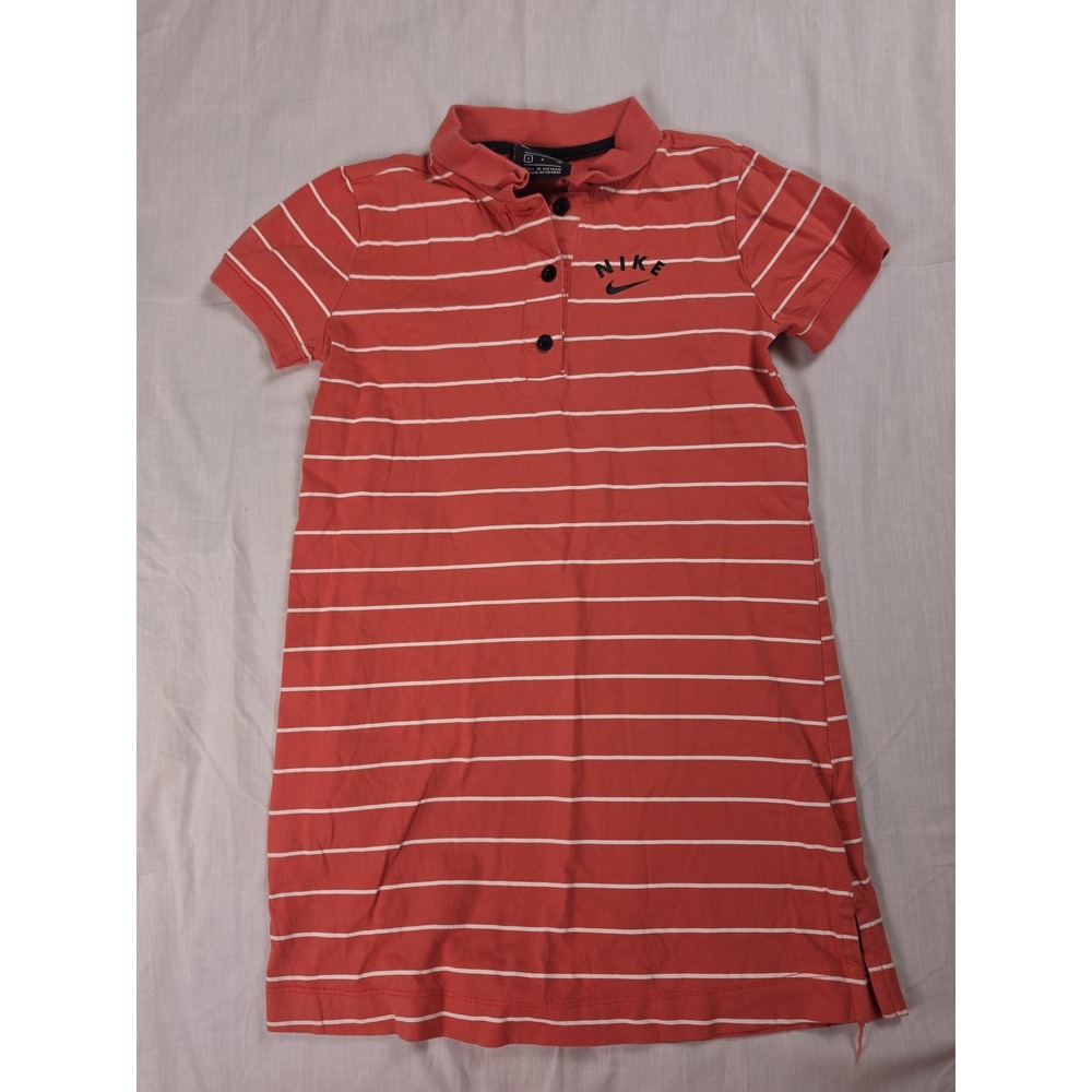 Nike Dress Girls S Orange Striped Short Sleeve Collared Polo Shirt Casual Jersey